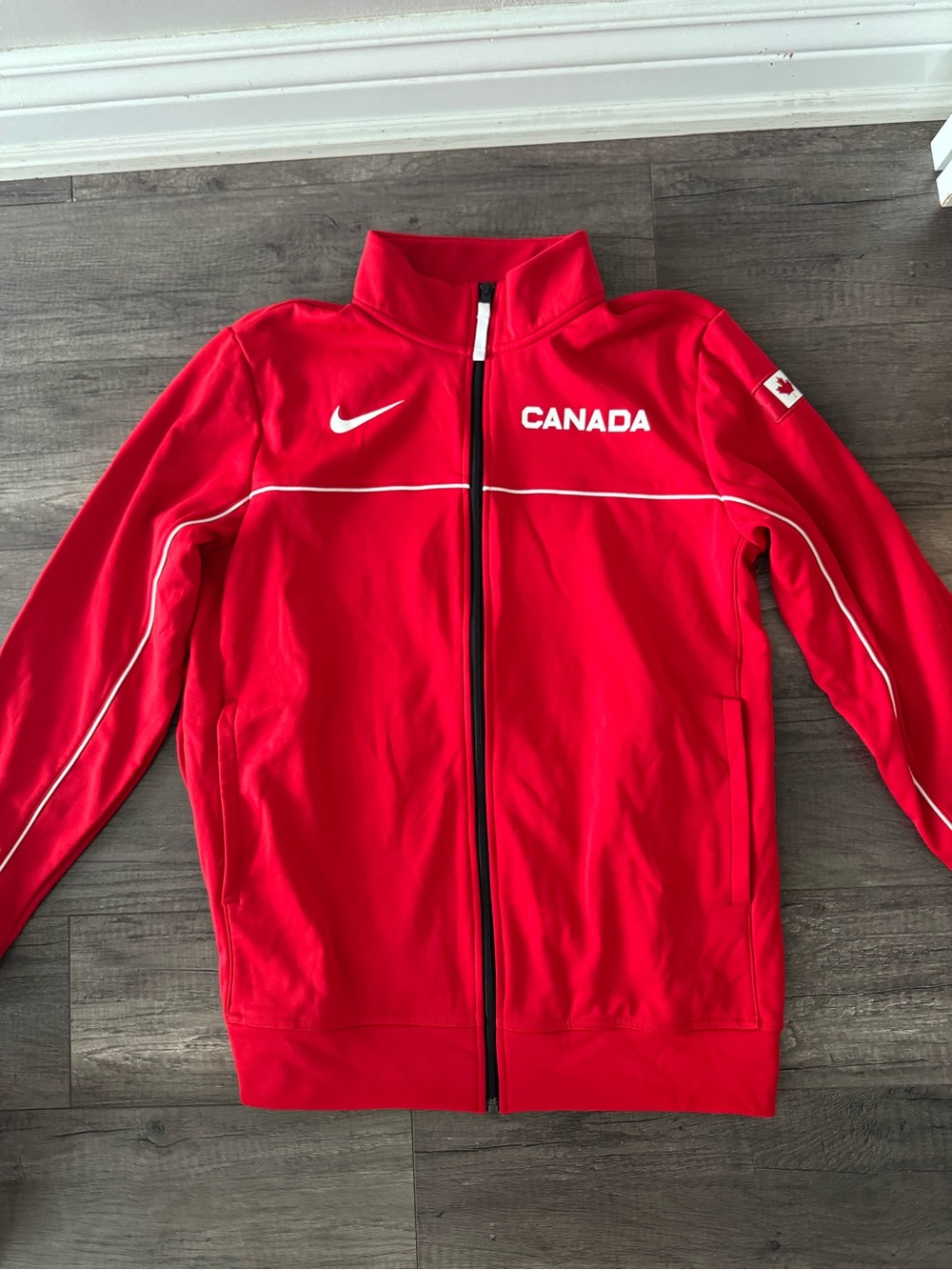 Nike Red Canada Full-Zip Track Jacket with White Piping